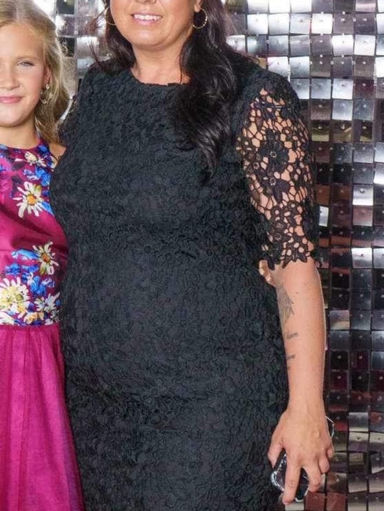 Nina Leonard Dresses & Skirts - Nina Leonard Black Lace Midi Cocktail Dress with Crochet Overlay